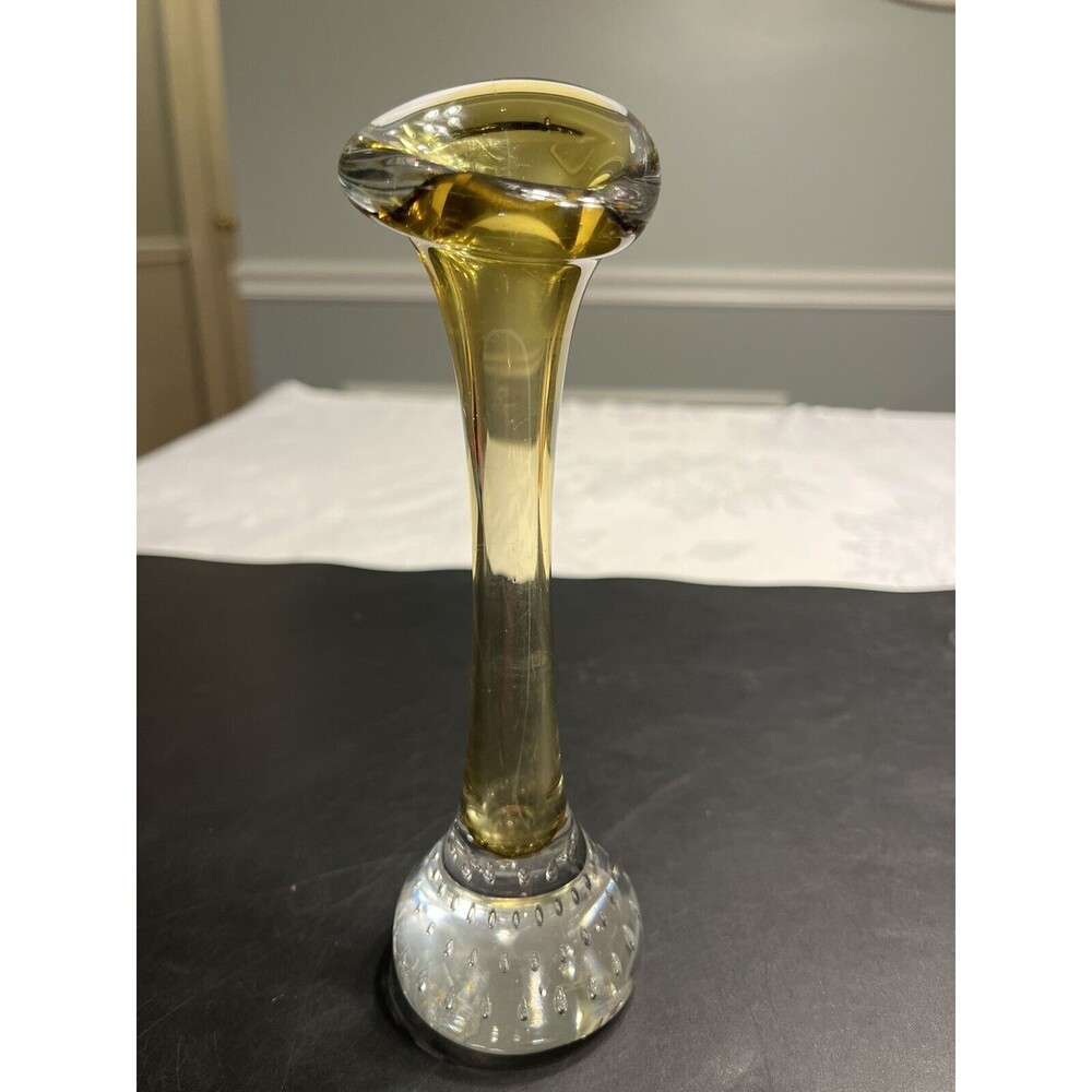 Vintage Yellow Jack in the Pulpit Bud Vase Aseda of Sweden 7.6”